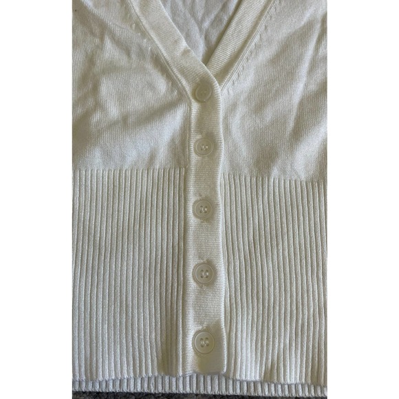 Danielle Bernstein Womens L Sweater White Cardigan Crop Knit NWT P1 - Picture 8 of 10